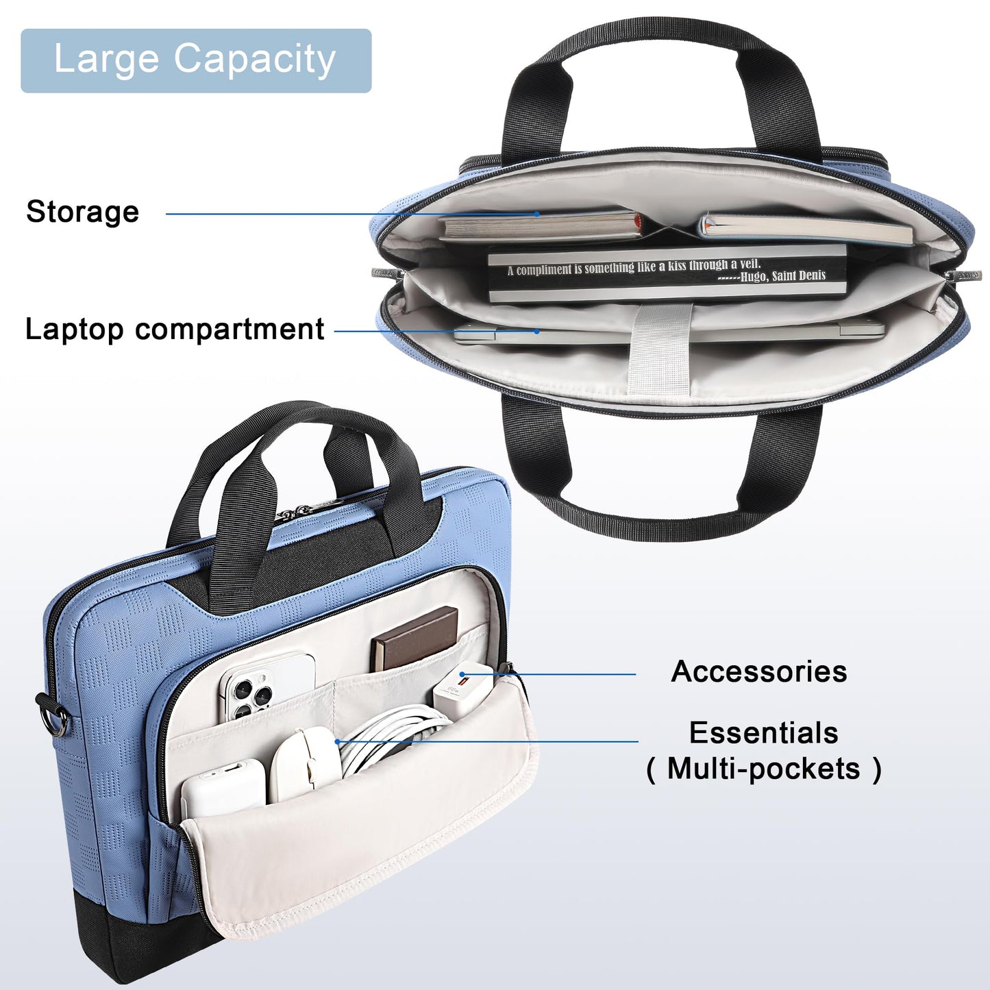 DOMISO 17 Zoll Laptop Tasche 17,3 Zoll Laptop Aktenkoffer wasserdicht 17 Zoll Laptop Tasche für Männer Frauen Business Büromaschine Arbeit Computertasche 17 Zoll einstellbar Messenger Bag, Blau