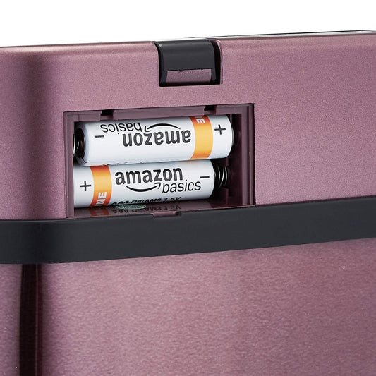 Amazon Basics – Automatischer Mülleimer aus Edelstahl, rechteckig, 12 l, Burgundy