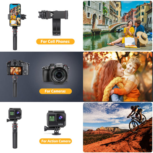 Zeadio Kabellos Smartphone Video Rig, Handgriff Griffstabilisator mit Fernbedienung für Video Maker Filmmaker Videographer, passend für alle iPhone- und Android-Smartphones