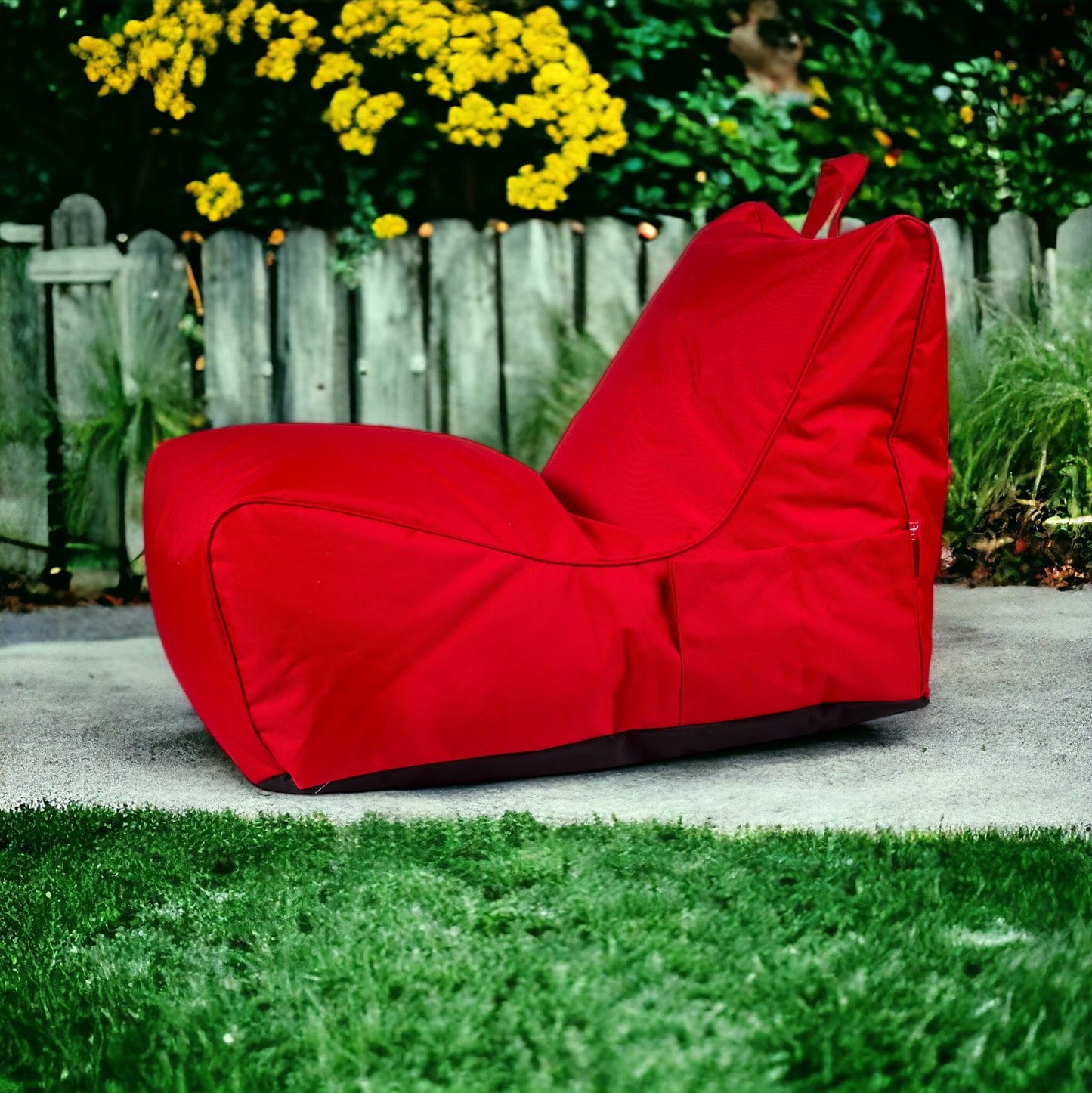 Ecopuf - Pouf Sessel Outdoor Chaise Longue - Sitzsack mit Staufach und Griff - Wasserfester Stoffsack - Entspannungssessel - Wohnungseinrichtung - Rot Nc12