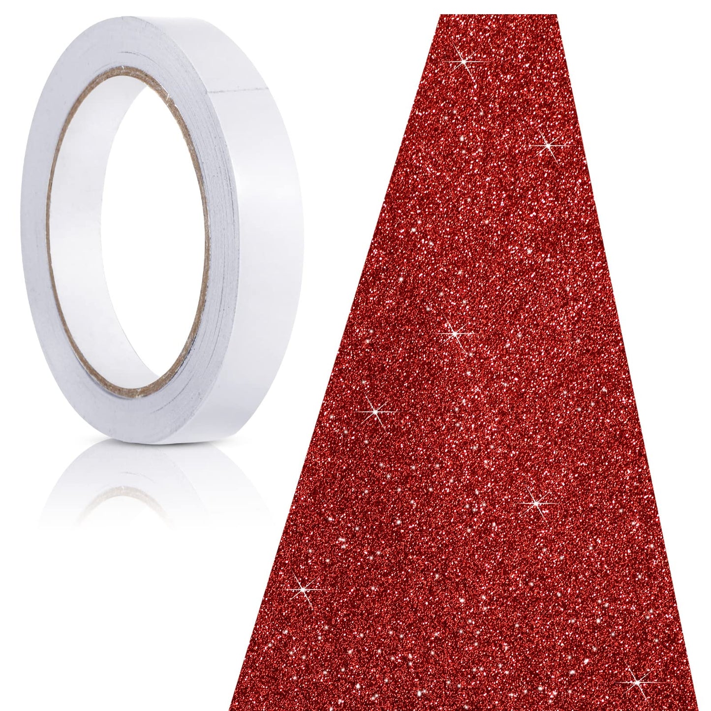 Tatuo 75 cm x 9,14 m Roter Teppich Läufer Hochzeit Teppich VIP Eventteppich mit Teppich Klebeband 55 GSM Dicke Flur Teppich für Weihnachten Verlobung Innen Draußen Kirche Deko (Glitzer Rot)