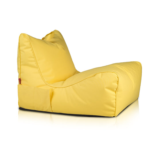 Ecopuf Outdoor Sitzsack Flavio – wetterfester Bean Bag Gelb - mit EPS-Perlenfüllung – idealer Sitzsack Sessel für Garten, Pool und Terrasse – Sitzbreite: 60 cm, Rückenlehne: 60 cm