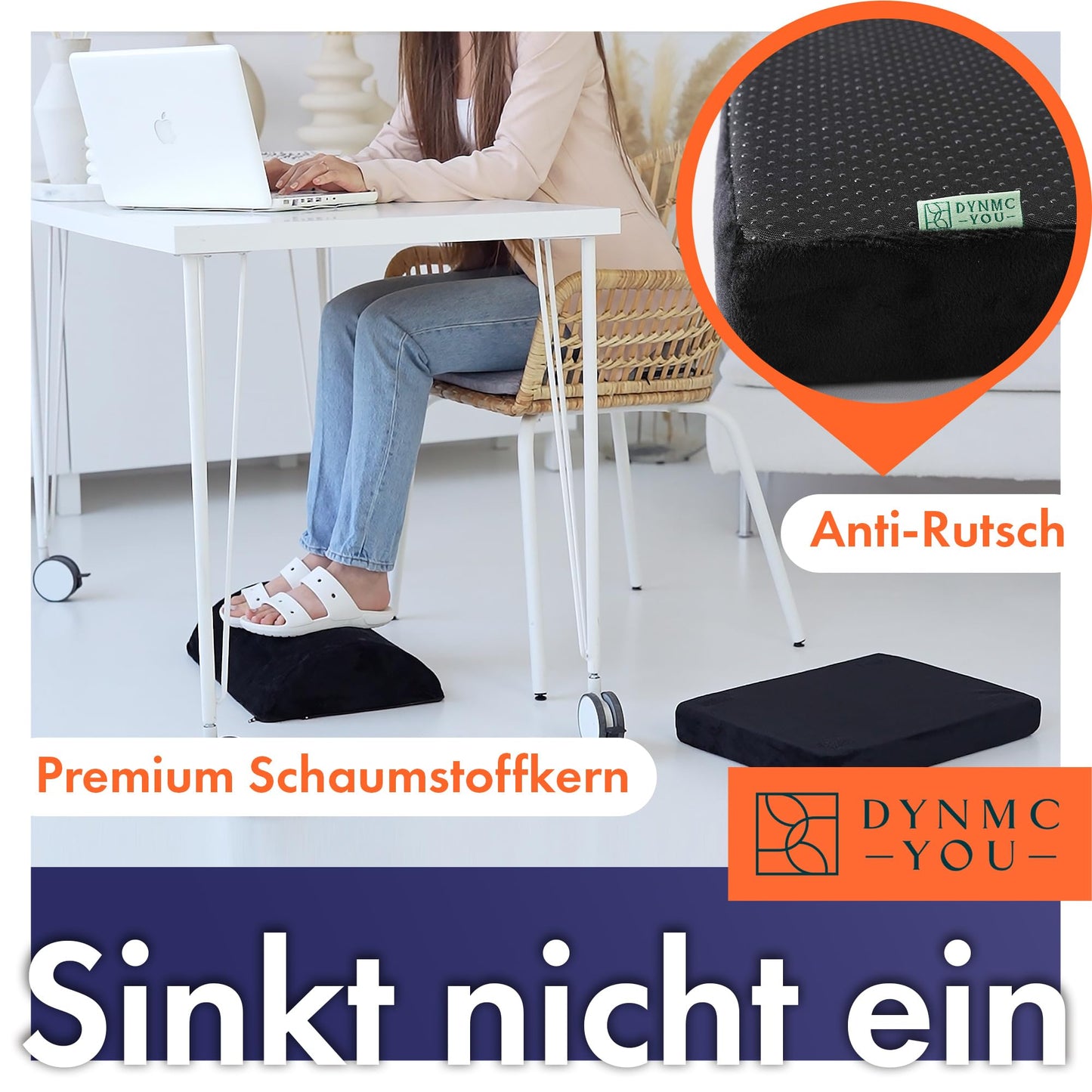 Fußstütze Schreibtisch - [TEST SEHR GUT] - Fußablage Schreibtisch Ultimativer Komfort, Bessere Haltung im Home-Office mit Physiotherapeuten Entwickelt - Fußhocker Schreibtisch OEKO TEX Zertifiziert