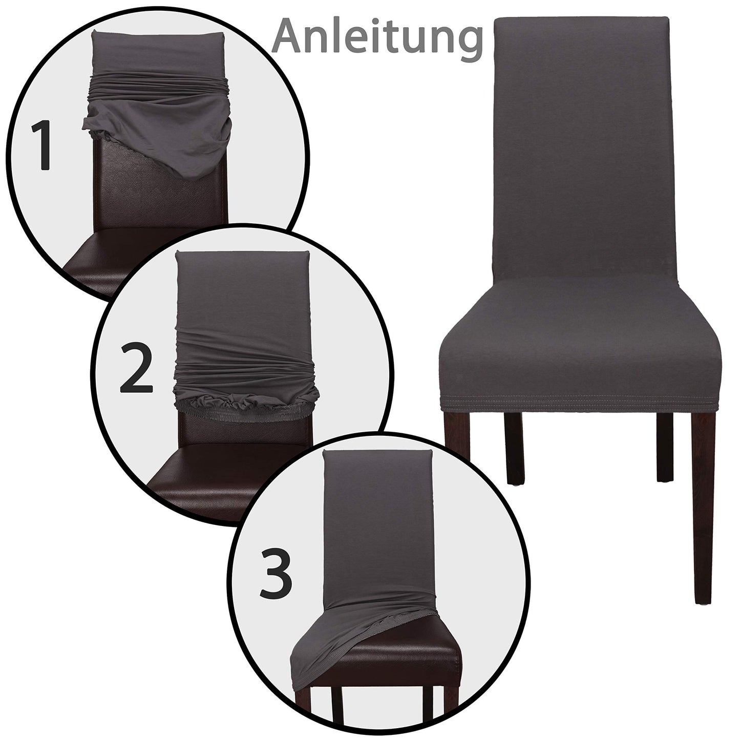 Staboos Stuhlhussen 2er Set - Hochwertige & elastische Stuhlhussen für Swingstühle - Pflegeleichte Stuhlbezüge & Hussen für Stühle - Stuhlbezug 2er Set ÖKO TEX Zertifiziert - Schwarz