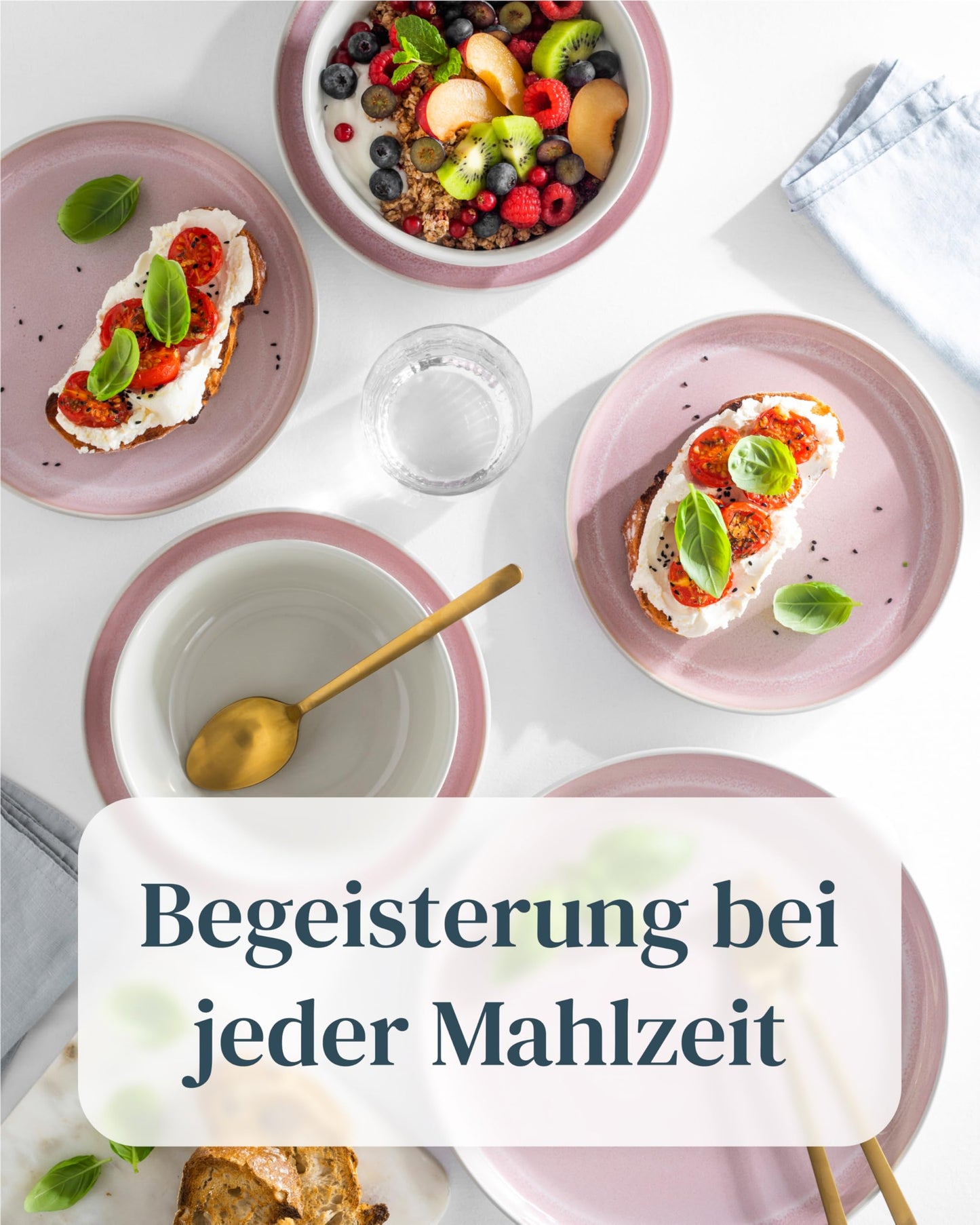 Steingut Geschirrset 12 Pers. Ibiza 36-tlg Hochwertiges Mediterranes TEST SEHR GUT Steingut Geschirr Set - Schüssel- und Teller Set - Tafelservice 12 Personen Geschirrsets Pure Living Beige und Rose