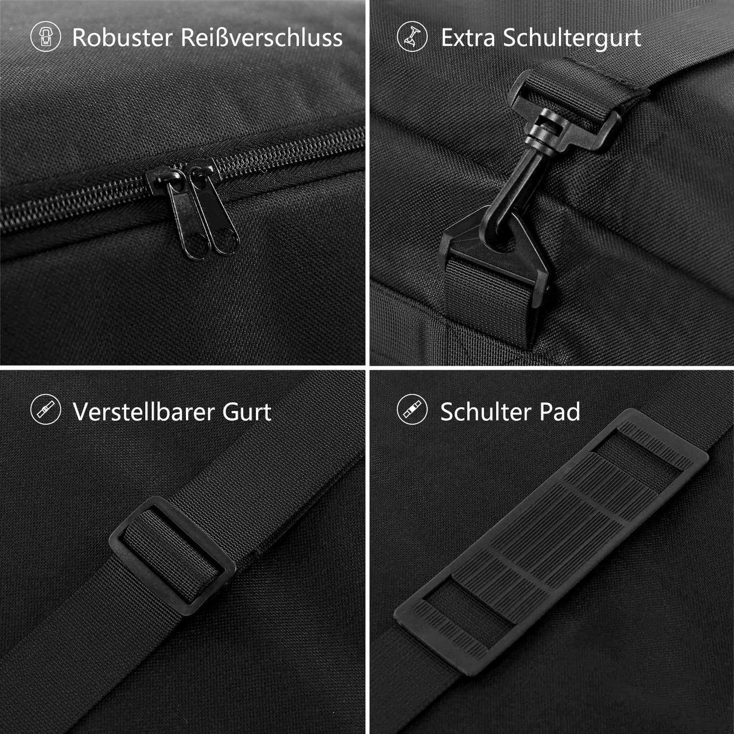 Dokon Auflagentasche, Gartenauflagen, Polsterauflagen Schutzhülle, Wasserdicht, UV-Beständiges, Schwerlast Reißfest 600D Oxford Gewebe Aufbewahrungstasche für Weihnachtsbaume (200x60x75cm) - Schwarz