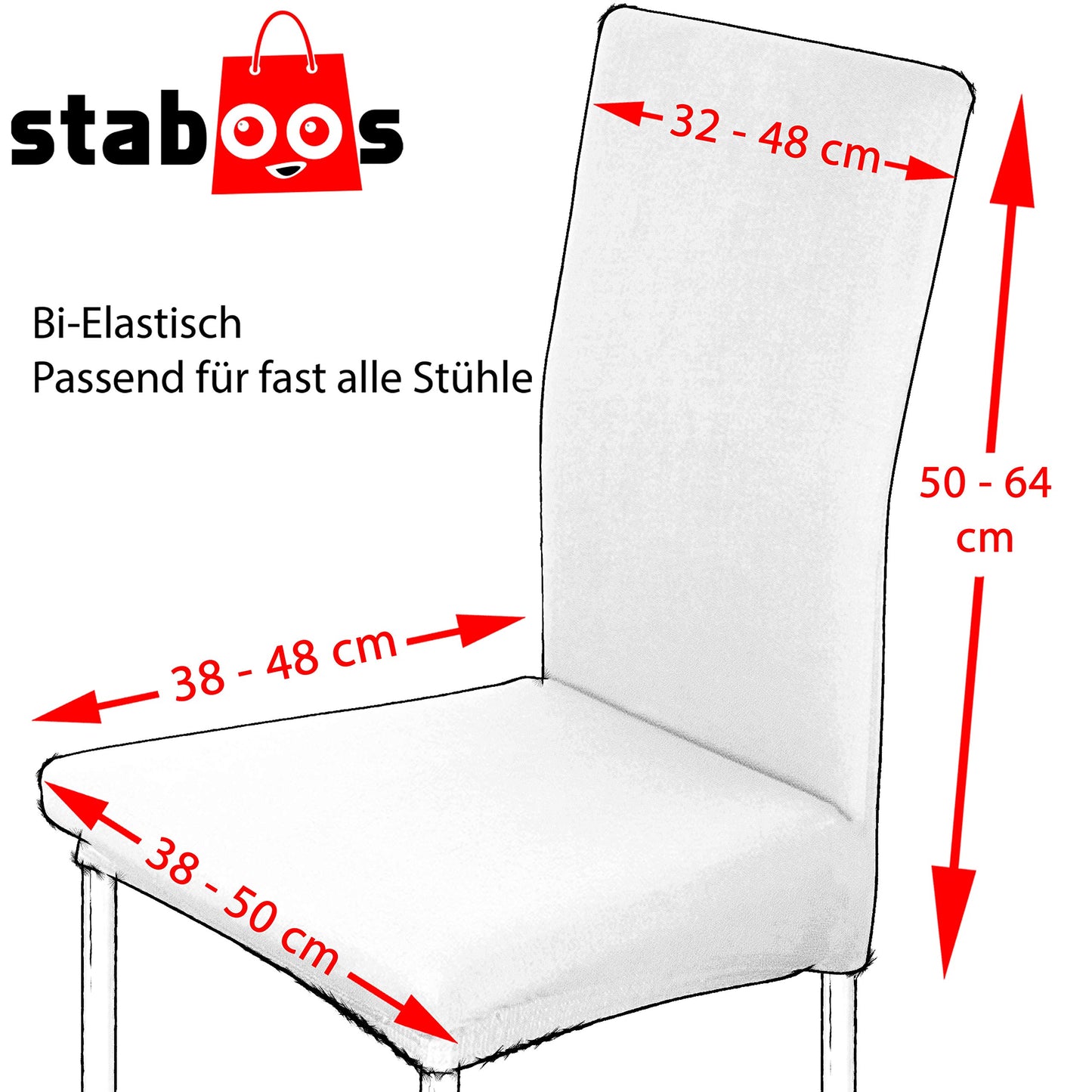 Staboos Stuhlhussen 2er Set - Hochwertige & elastische Stuhlhussen für Swingstühle - Pflegeleichte Stuhlbezüge & Hussen für Stühle - Stuhlbezug 2er Set ÖKO TEX Zertifiziert - Schwarz