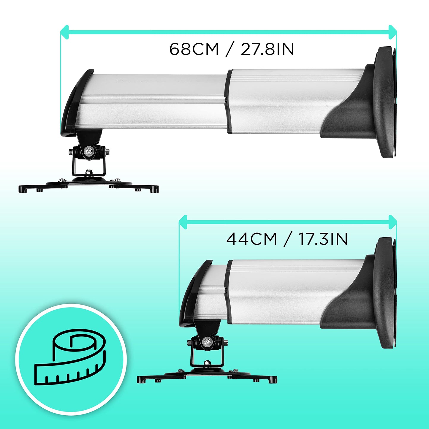 Duronic PB10XM Beamer Halterung | Projektor Deckenhalterung | Universal Wandhalterung | Halterung für Video-Projektor | drehbar und schwenkbar | Heimkino | Traglast bis zu 15 kg | 360° Rotation