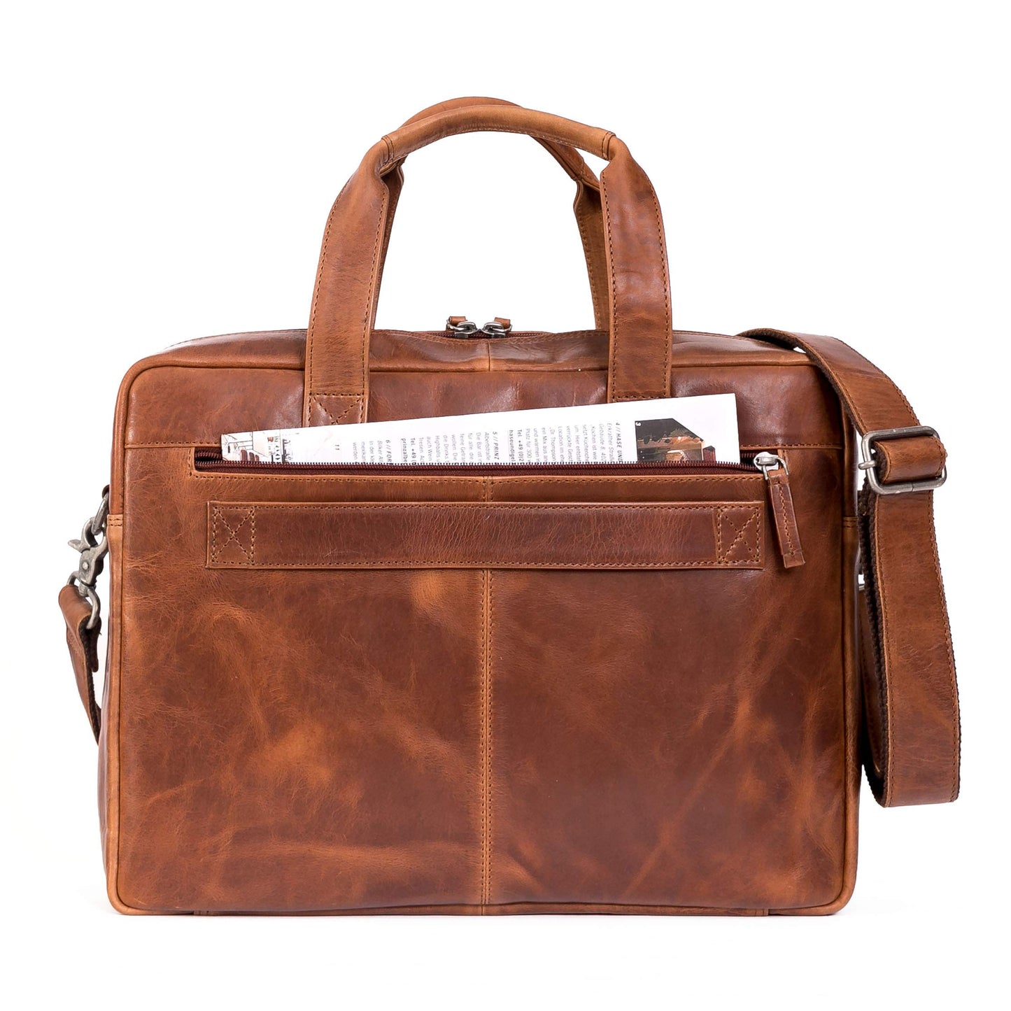 ALMADIH Leder Laptoptasche Aktentasche BRUNO antik - Premium Business Tasche Umhängetasche Unitasche Herren Messenger Arbeitstasche Schultertasche Dokumenten Kofferschlaufe braun (BRUNO antik)