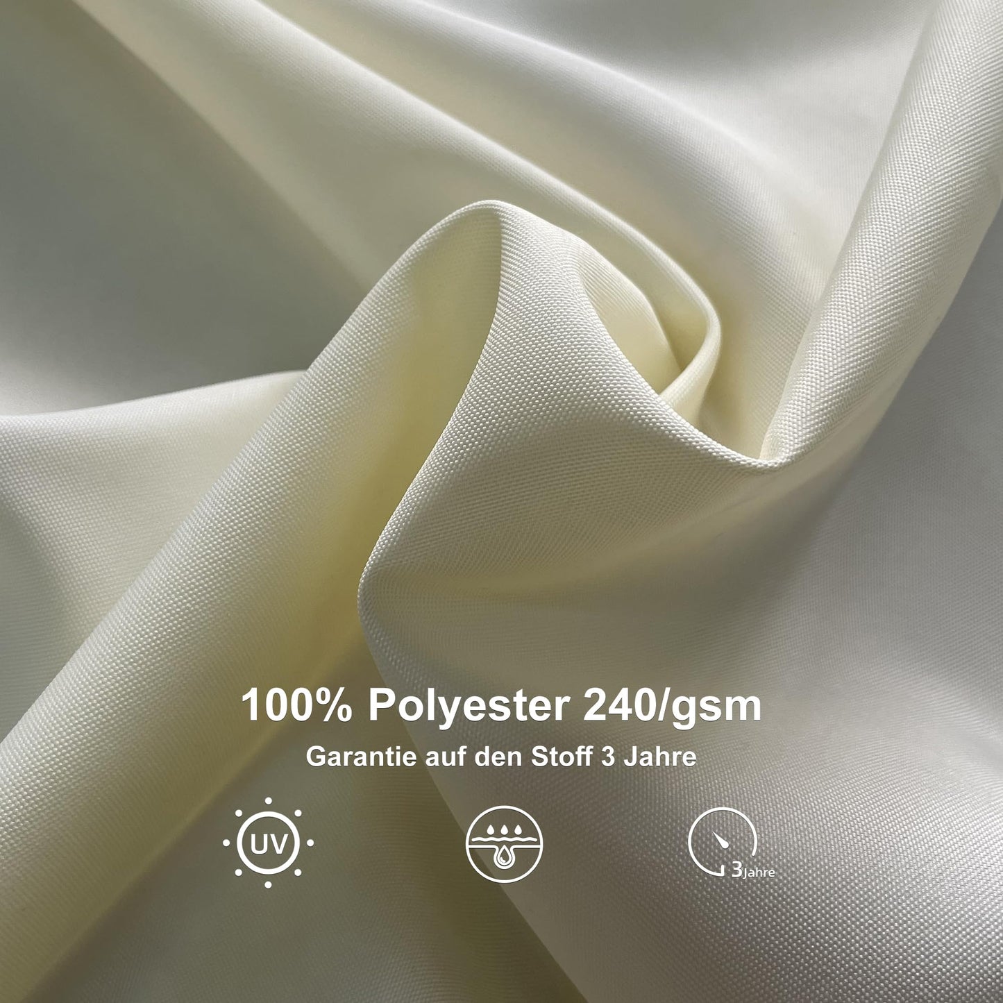 PURPLE LEAF Alu Holzoptik Sonnenschirm Groß Ampelschirm 300 x 300 cm mit Schirmständer Gartenschirm 360° Drehbar, Marktschirm mit Kurbel Doppeldach, XXL, Sonnenschutz UV50+, Cream