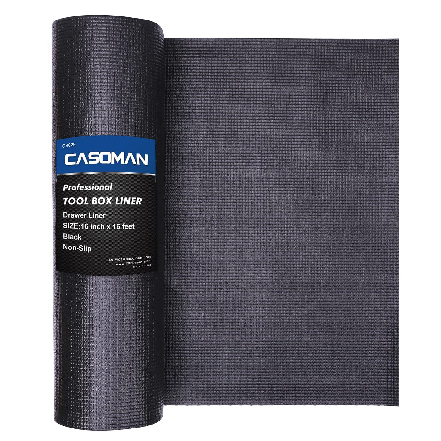 CASOMAN Professional Tool Box Liner and Drawer Liner,Easy Cut Non-Slip Foam Rubber Toolbox Drawer Liner Mat - Adjustable Thick Cabinet Liners,Black,16 inch (Wide) x 16 feet (Long)