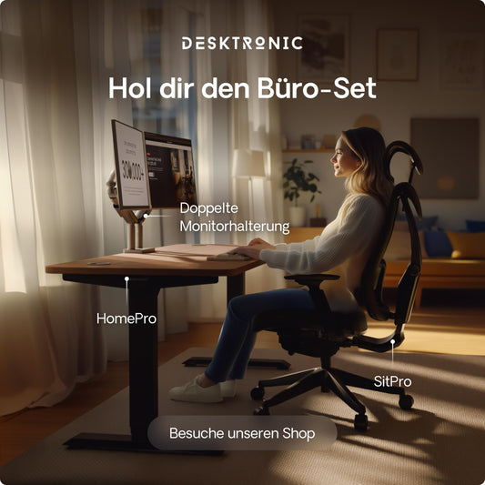 Desktronic HomePro Höhenverstellbarer Schreibtisch 160 × 80 cm – Elektrischer Schreibtisch Mit Zwei Elektrischen Motoren, Touchscreen-Steuerung und Integrierten USB-A- und USB-C-Ladeanschlüssen