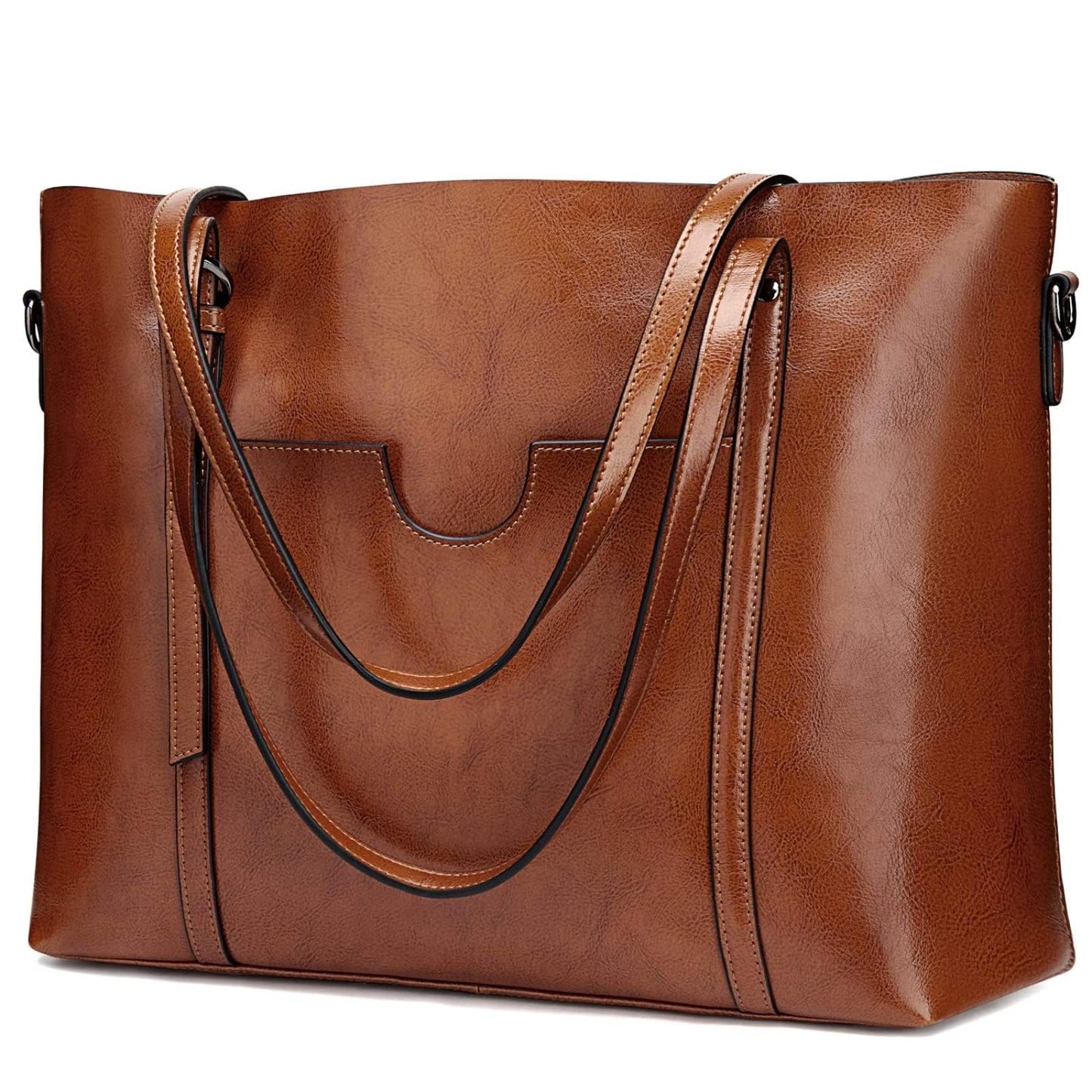 S-ZONE Damen 3-Way Schultertasche Vintage Echtleder Shopper Große Mode Laptop Arbeitstasche Umhängetasche Handtasche Messenger Bag