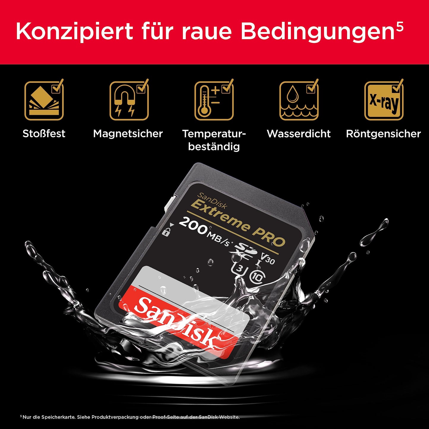 SanDisk Extreme PRO SDXC UHS-I Speicherkarte 128 GB (V30, Übertragungsgeschwindigkeit 200 MB/s, U3, 4K UHD Videos, SanDisk QuickFlow-Technologie, temperaturbeständig)