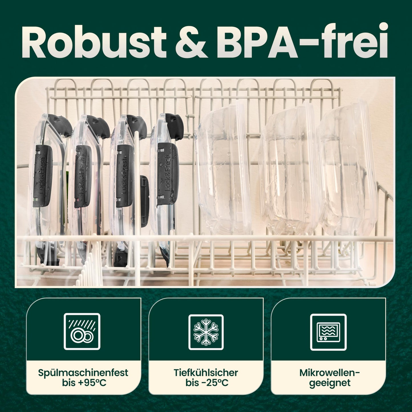 uandu Frischhaltedosen mit Deckel für Lebensmittel, 5er Tupperdosen Set, Vorratsdosen mit Deckel Luftdicht Set, Meal Prep Boxen, Mikrowellengeschirr mit Deckel und Gefriergeeignet, BPA frei Kunststoff
