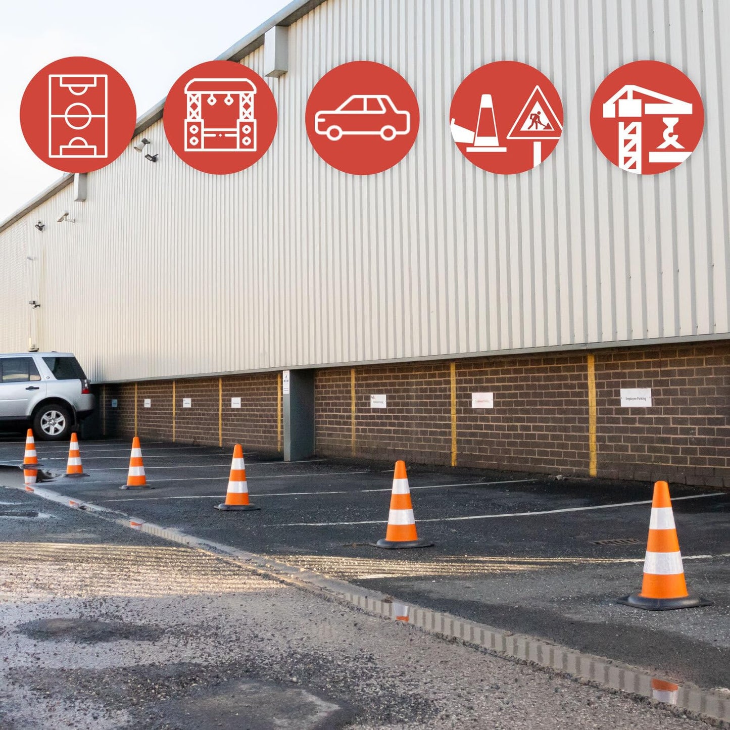 Street Solutions Verkehrshütchen, beschwerte Leitkegel für zu Hause und Unternehmen, robuste Verkehrskegel aus 100% recyceltem PVC, Wasser- und windfest, 45 cm hohe Kegel, 6 Stück