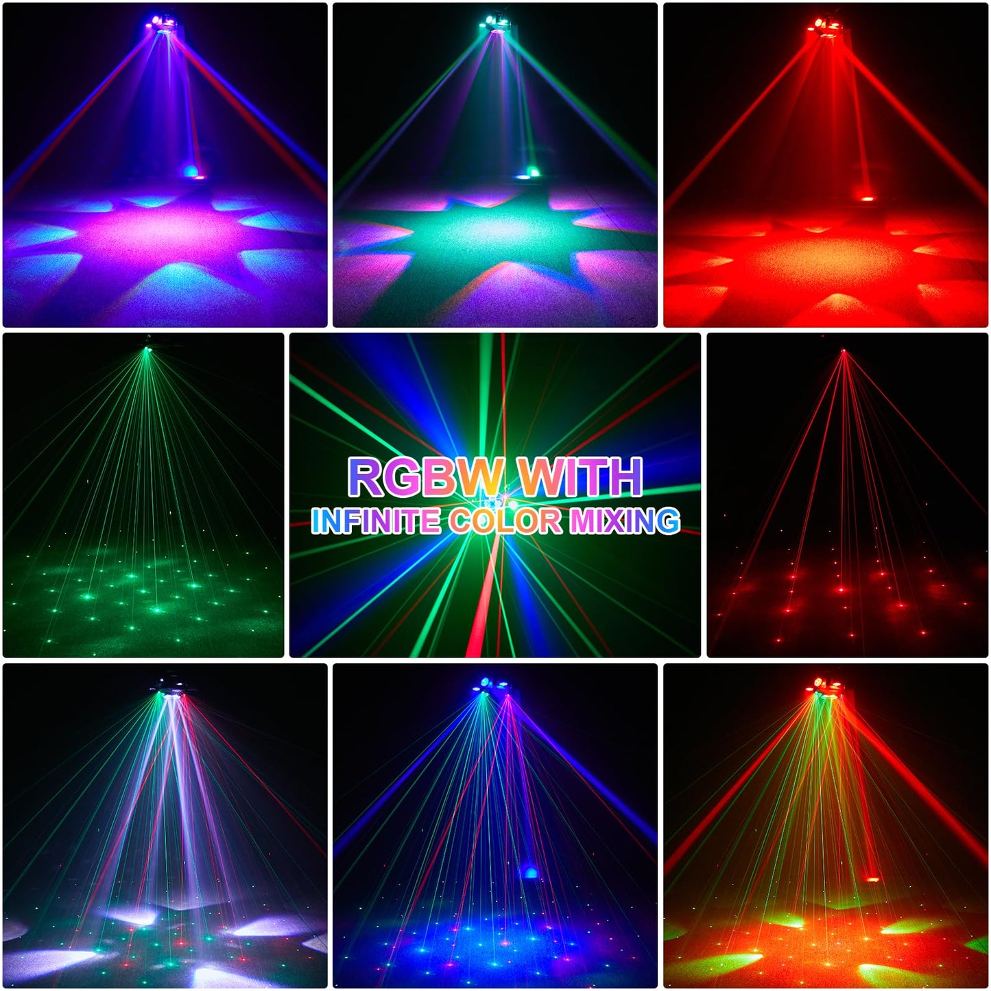 180W Moving Head LED RGBW Partylicht LED Strahler Bühnenlicht dmx512 Soundaktivierter Lichteffekt mit 6 Lichtarmen für DJ Bar Geburtstag Disco Hochzeit Scheinwerfer