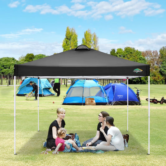 COBIZI faltpavillon 3x3,pavillon 3x3 wasserdicht stabil Winterfest,mit 4 Seitenteilen,4 Sandsäcke und Entlüftung,UV Schutz 50+,pop up pavillons faltbar partyzelt 3x3m für Outdoor Garten(Schwarz