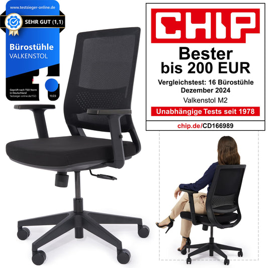 VALKENSTOL M2 Bürostuhl Ergonomisch mit individuell konfigurierbarer Armlehne und Kopfstütze für maximale Bewegungsfreiheit - bequemer ergonomischer Schreibtischstuhl für Büro und Home Office Chair