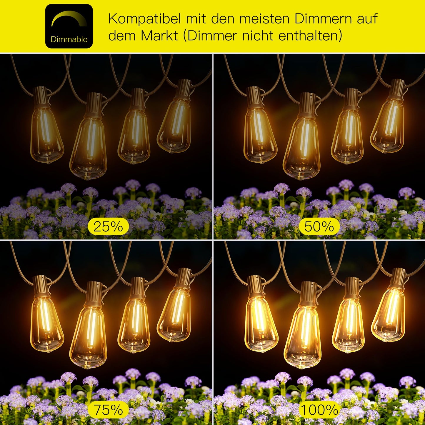 Torkase LED Lichterkette Außen Strom 18m - Outdoor Lichterketten 60FT mit Aussen Wetterfest 30+2 ST38 Glühbirne Warmweiß Aussenlichterkette für Balkon Garten Pavillon Terrasse Vorzelt Hochzeit Party