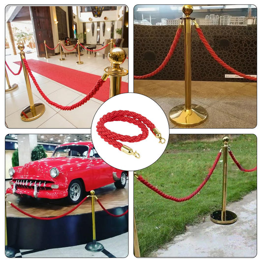 Aweisile Absperrkordel Rot Absperrseil mit Haken Absperrband Sperre Absperrgurt Absperrungsystem für Personen Personenleitsystem 1,5M Kordel Rot