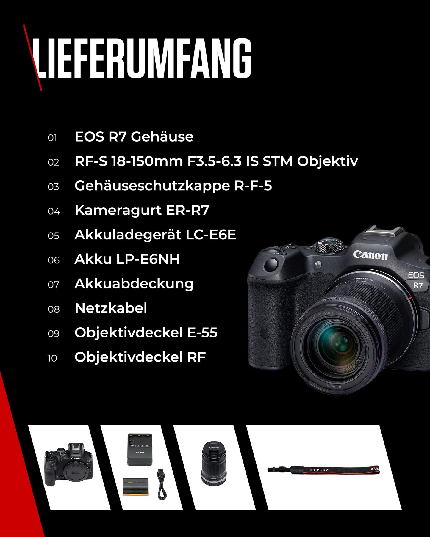 Canon EOS R7 Kamera spiegellose Camera + RF-S 18-150mm F3.5-6.3 is STM Objektiv (DSLR Upgrade, Hybridkamera, 4K/30p Videoaufnahmen, bis zu 15 B/s, WLAN) schwarz