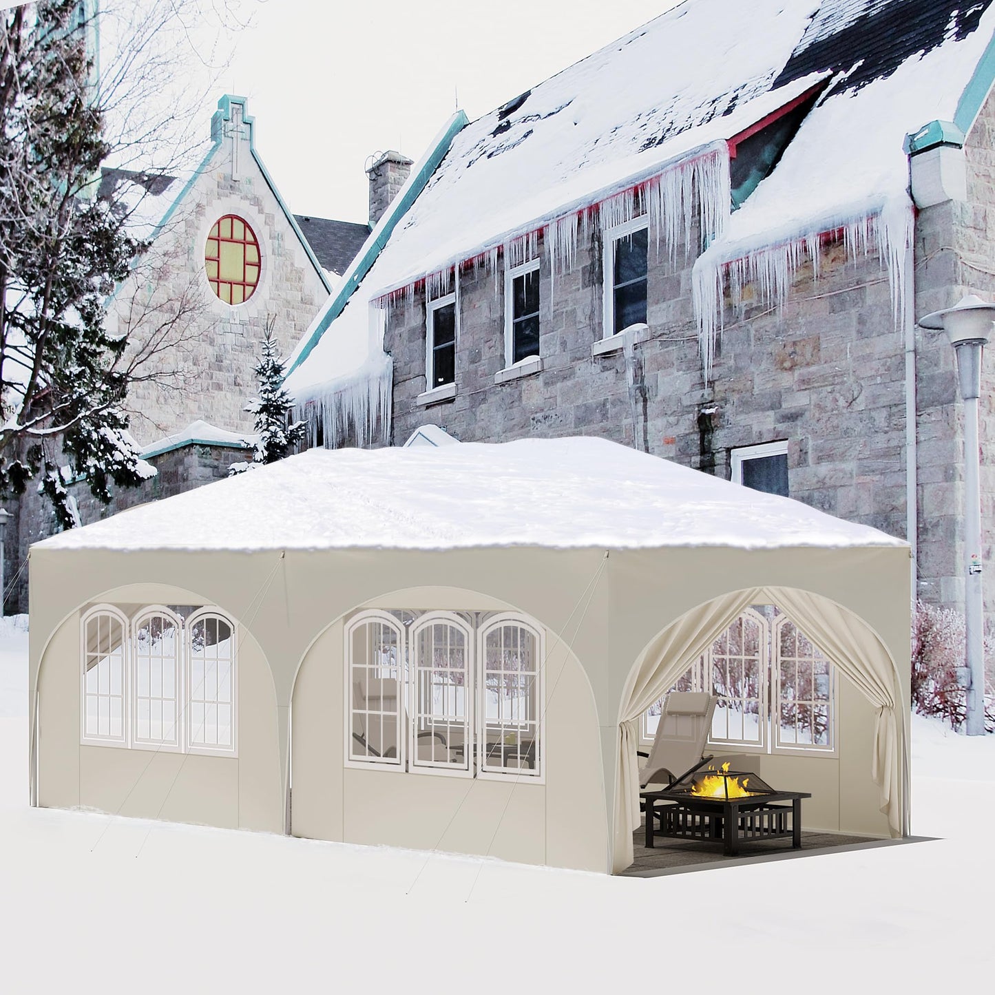 WOLTU Pavillon, Faltpavillon 3x6 m, mit 6 Seitenwänden, Partyzelt wasserabweisend UV-Schutz 50+, höhenverstellbarer Gartenpavillon, mit Tragetasche, für Outdoor Garten Camping Beige