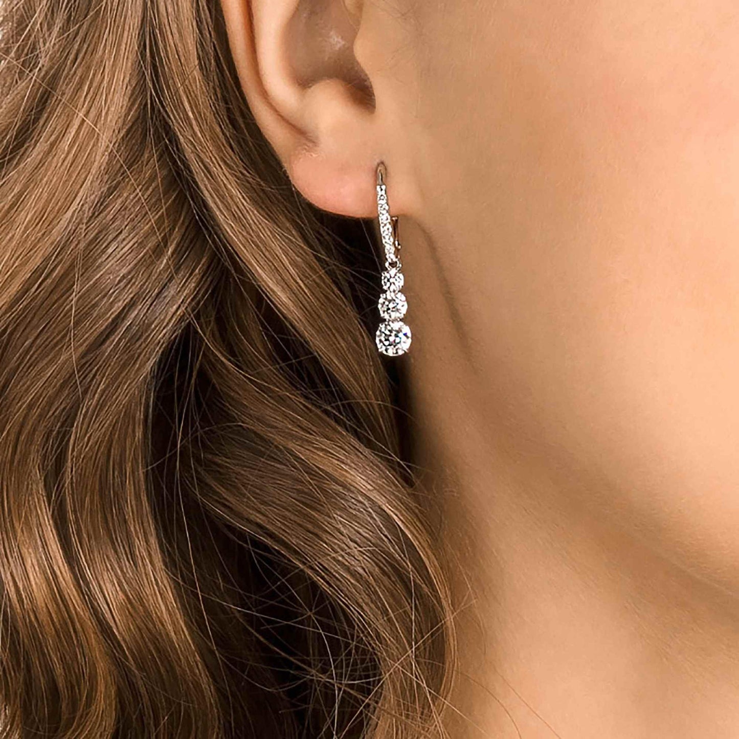 Swarovski Stilla Attract Trilogy Ohrringe, Weiss, Rhodiniert