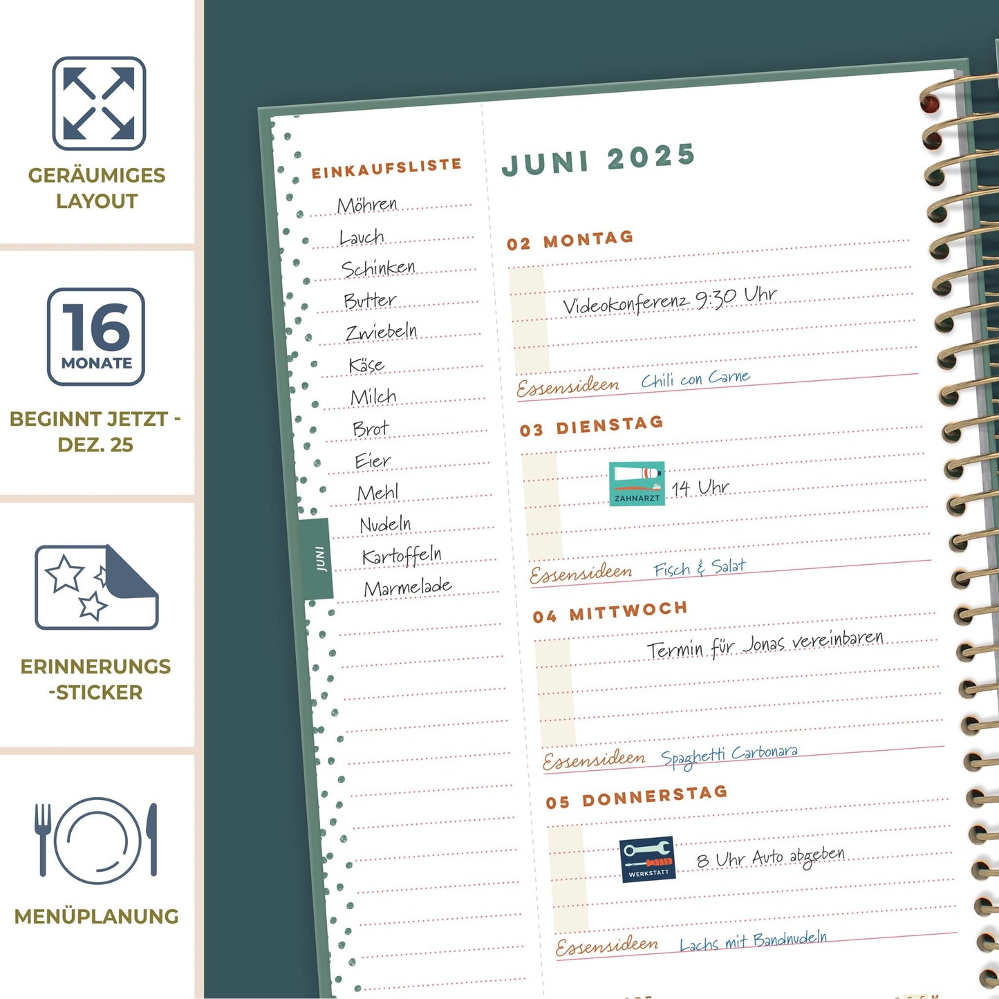 Boxclever Press Lebensplaner Kalender 2025 Buchkalender. Terminplaner 2025 A5 mit Einkaufslisten & Stickern. Kalender 2025 Familienplaner ab sofort nutzbar bis Dez’25. Planer 2025 für alle Ihre Pläne.