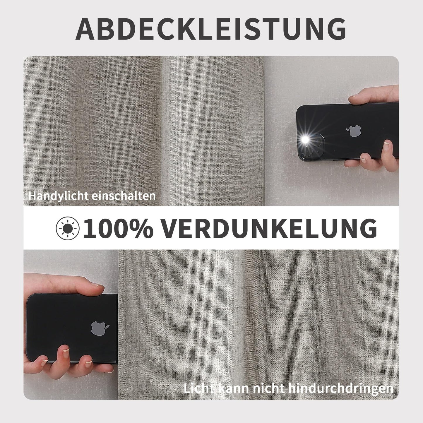 Joydeco 100% Blickdichte Vorhänge mit Ösen Gardinen Leinenoptik 2 Stück H 175 x B 140, Verdunkelungsvorhang Leinen Weiß Thermovorhang Hitzeschutz Grauweiß, für Schlafzimmer Wohnzimmer