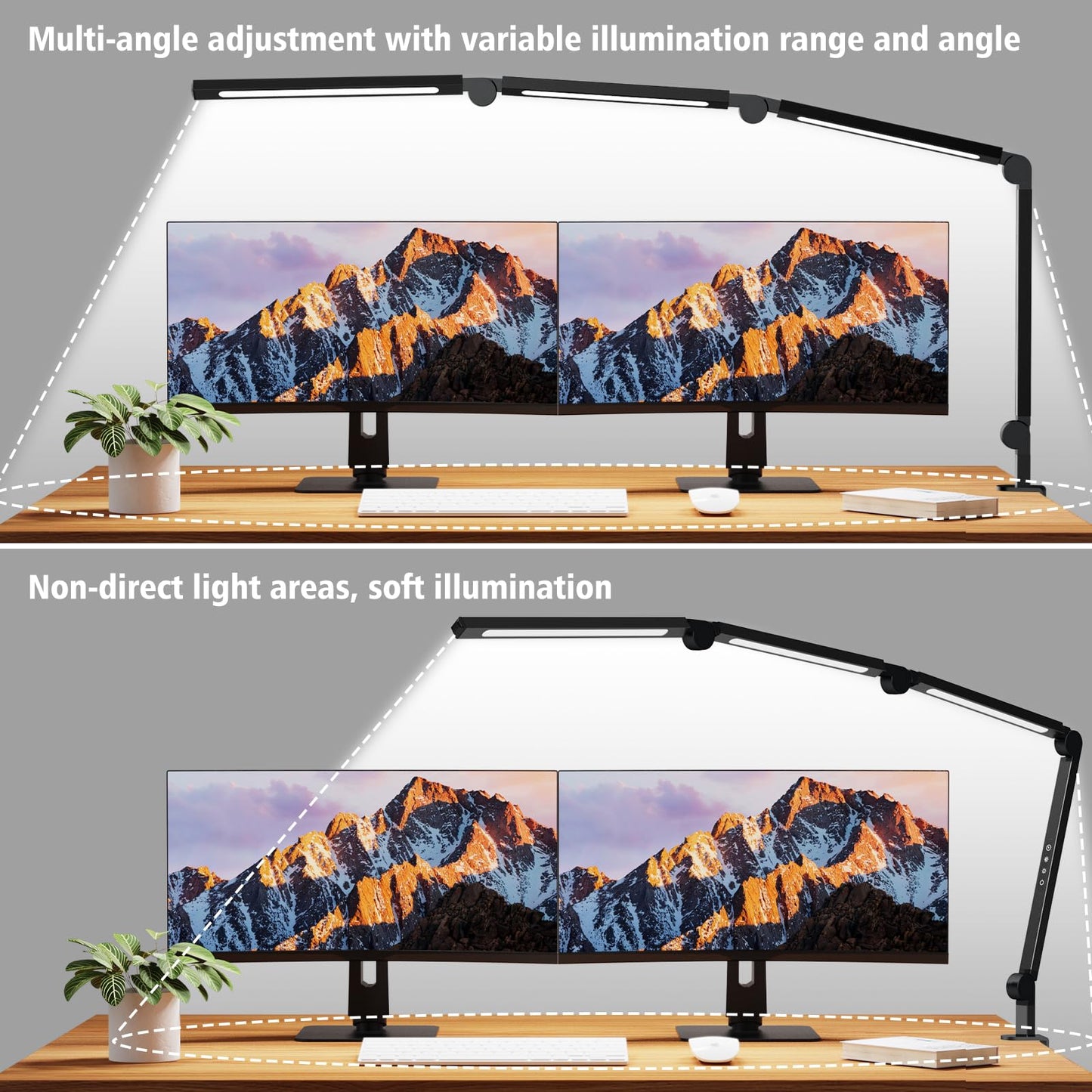 AILBTON LED Schreibtischlampe mit Clip,Mehrwinkel-Flexible 4 Abschnitte 3 Lichtquellen Büroschreibtischlampe,4 Farbtemperaturen und 5 Helligkeitsstufen,Nachtaugenpflege Tischlampe für Zuhause Büro