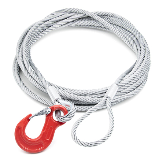 ALFA LOGISTIK Anschlagseil 8mm Durchmesser 2m Länge mit Haken und Öse - Drahtseil mit Haken - Stahlseil mit Ösen und Haken - Zuverlässiges Forstseil