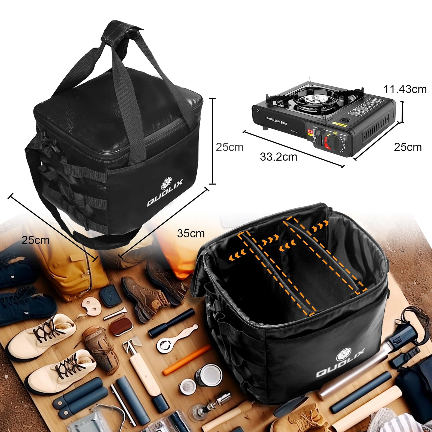 QUOLIX Lipo Safe Bag Feuerfeste, Generator Tasche für Generator Kompatibel mit Jackery Explorer 500, Portable Power Station Reisetasche, Taschen für Ladekabel und Zubehör