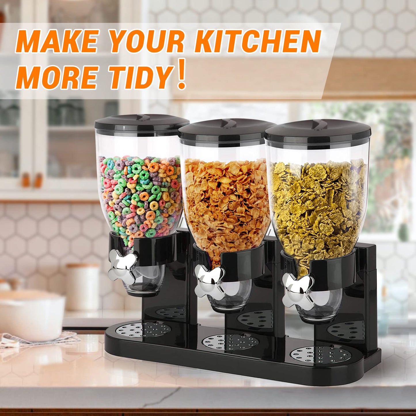 Sinceroduct Triple Food Dispenser Cereal Containers Storage Dispenser Food Storage Container Cereal Dispenser
