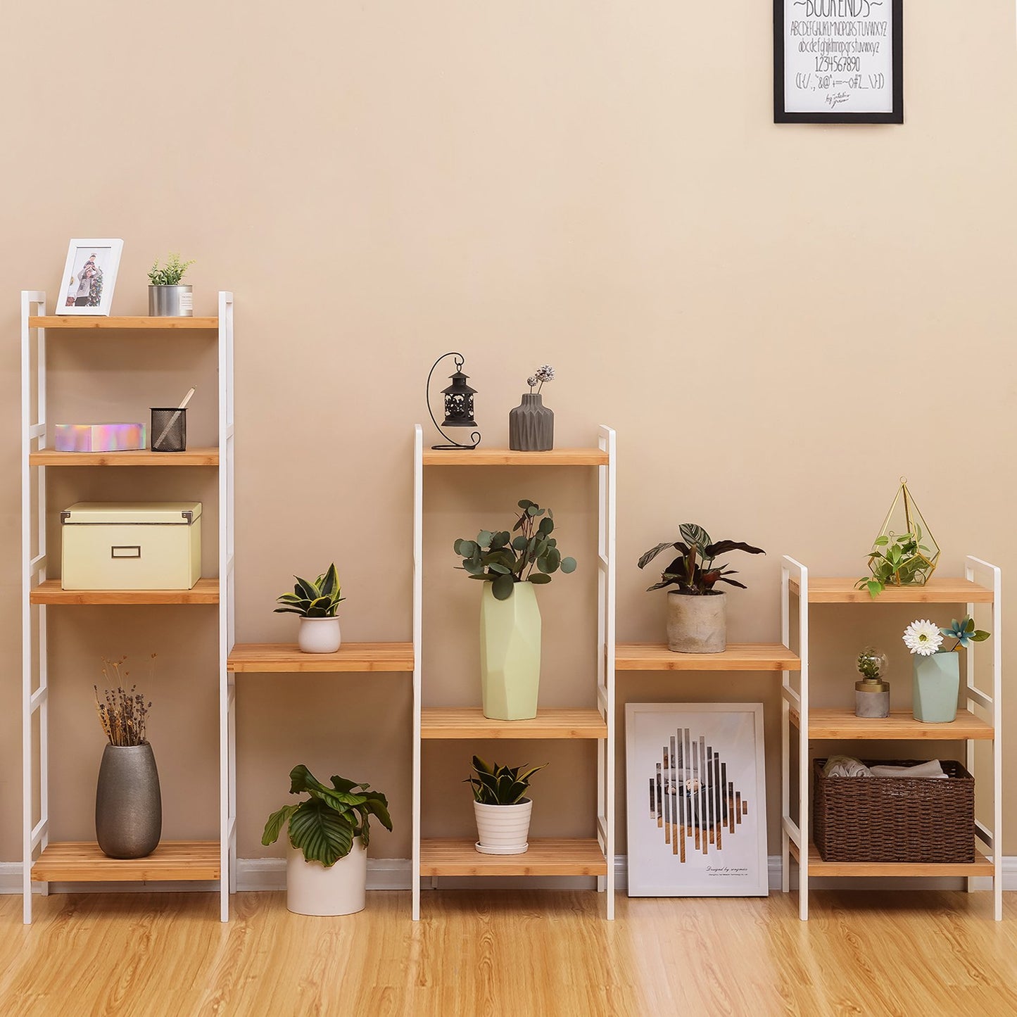 SONGMICS Bambusregal, Küchenregal, Badregal, Bücherregal, Standregal mit 3 Ablagen, 31,5 x 45 x 80 cm, für Bad, Küche, Wohnzimmer, Schlafzimmer, Balkon, naturfarben-weiß BCB73Y