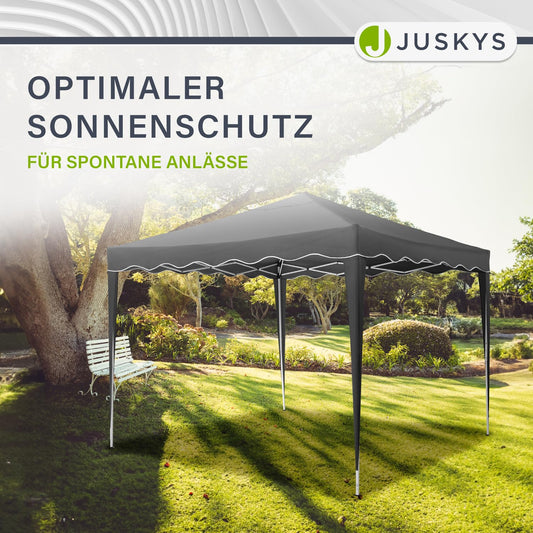 Juskys Faltpavillon Vivara 3x3 m - Pop-up Pavillon höhenverstellbar, UV50+ & wasserabweisend - Gartenzelt mit Tasche - Partyzelt für Garten - Grau