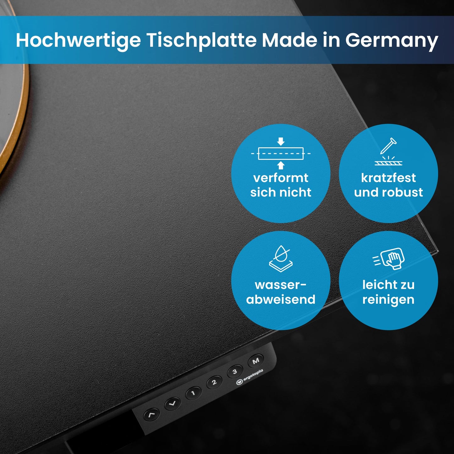 Ergotopia Desktopia Pro X Elektrisch höhenverstellbarer Schreibtisch, Ergonomischer Stehtisch für Büro oder Home Office (Schwarz, Gestell Schwarz, 160 x 80 cm)