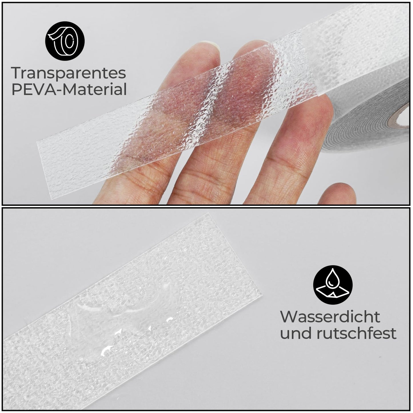 Antirutsch Klebeband 2cm x 10m, Anti Rutsch Streifen Selbstklebend Wasserdicht Schützt Ältere Menschen und Kinder für Treppenstufen, Innen- und Außenbereich, Vorbeugung von Stürzen Transparent