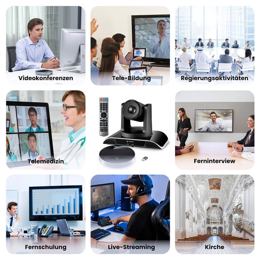 TONGVEO All-in-1 Konferenzraum-Kamera-System Und Bluetooth-Mikrofon Kombination,1080P 60fps 3-Fach optischer Zoom USB3.0 HDMI PTZ-Kamera und Aufgewertet Konferenz-Freisprecheinrichtung mit Mikrofonen