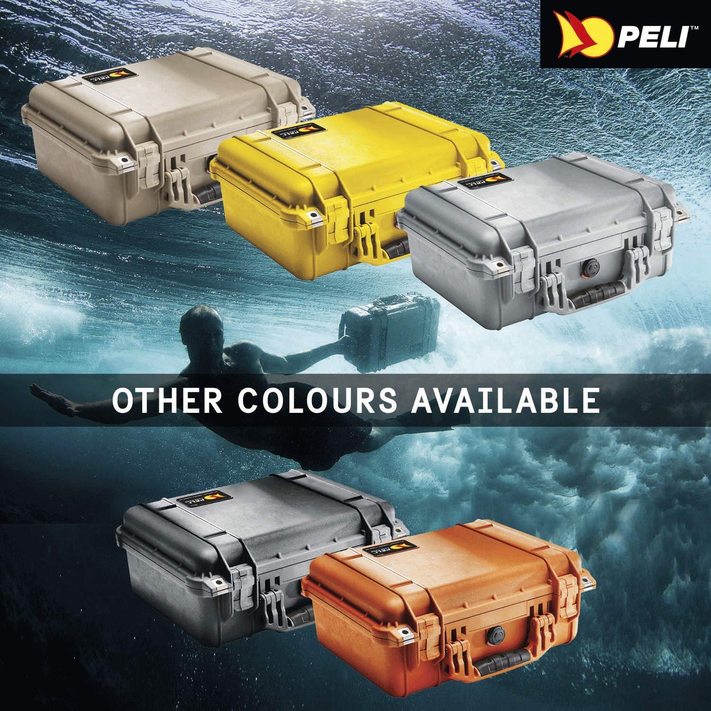 PELI 1450 Bruchfestes Case für Wertvolle Ausrüstung, IP67 Wasser- und Staubdicht, 15L Volumen, Mit Schaumstoffeinlage (anpassbar), Farbe: Gelb
