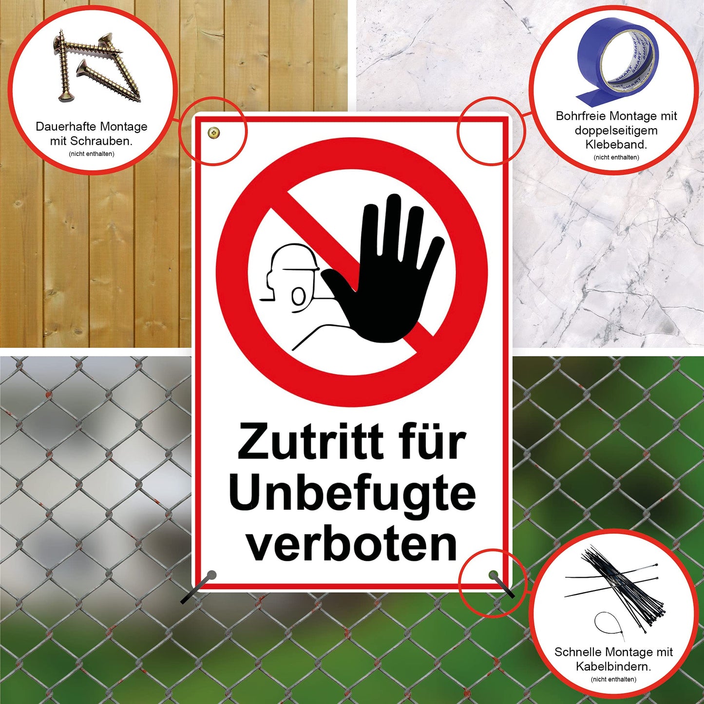 Zutritt für Unbefugte verboten Schild 20 x 30 cm aus stabiler PVC Hartschaumplatte 3mm mit UV-Schutz von STROBO