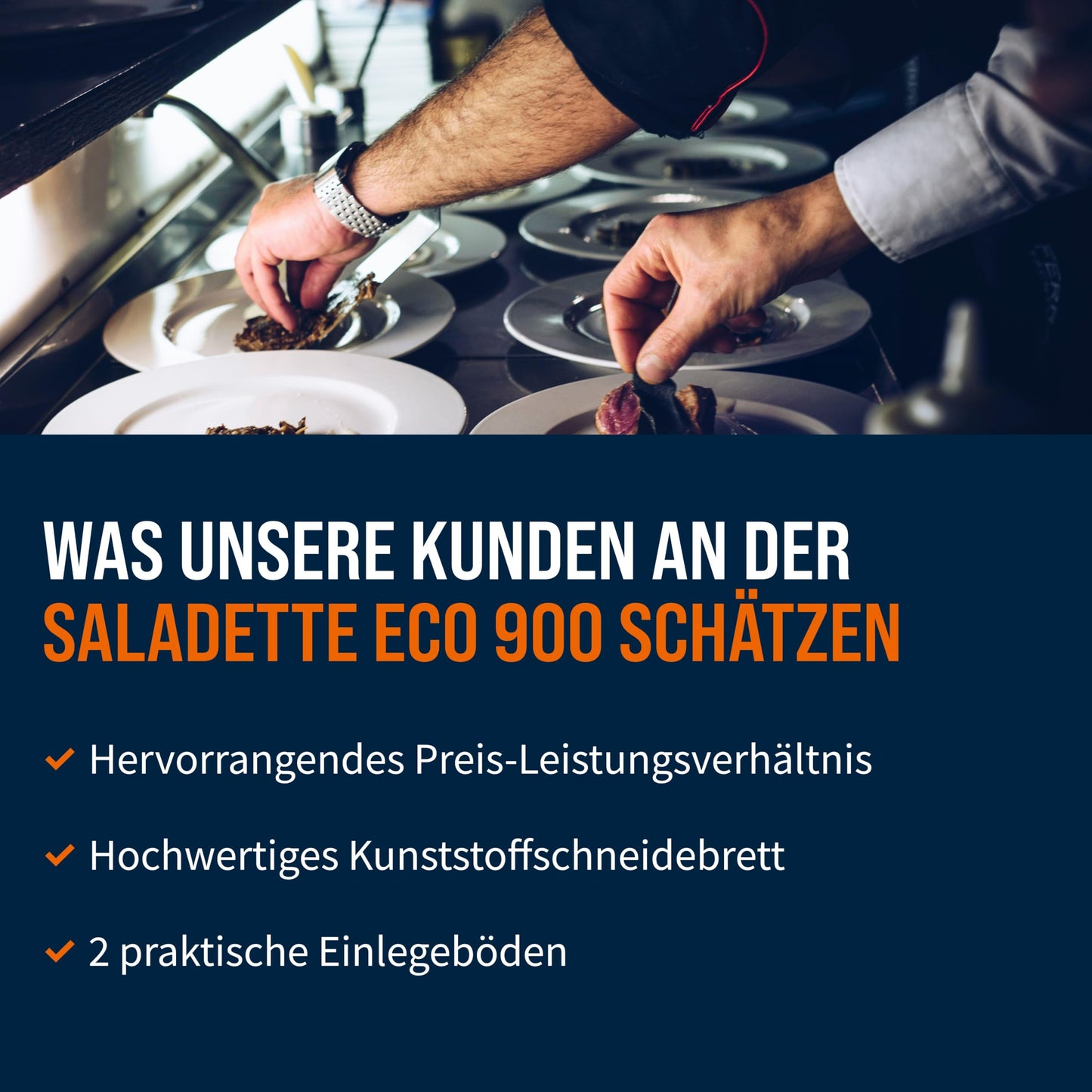 GastroHero Saladette Eco 900 – 240 Liter Kühlung, 2 Edelstahl-Türen, GN-Behältereinlass