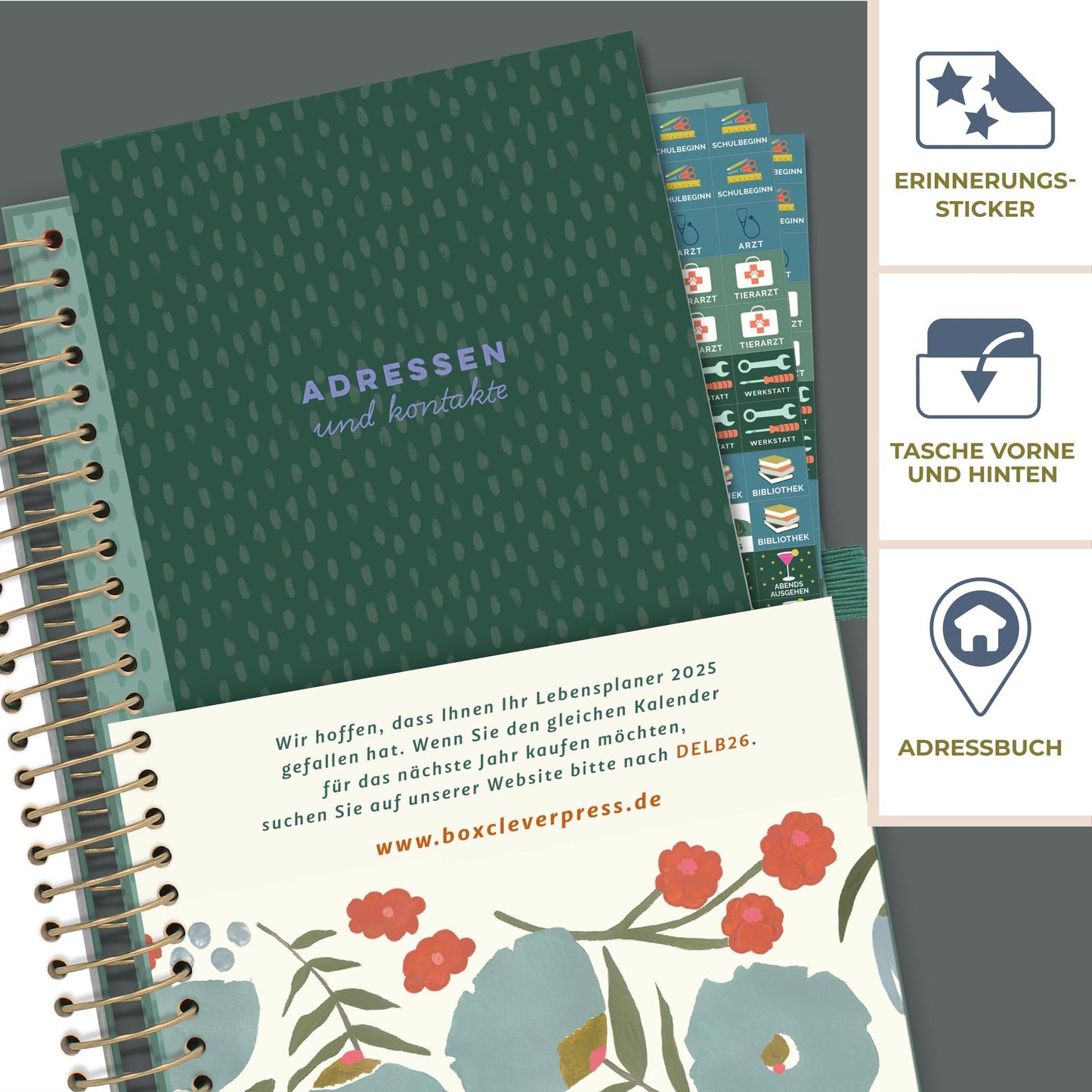 Boxclever Press Lebensplaner Kalender 2025 Buchkalender. Terminplaner 2025 A5 mit Einkaufslisten & Stickern. Kalender 2025 Familienplaner ab sofort nutzbar bis Dez’25. Planer 2025 für alle Ihre Pläne.