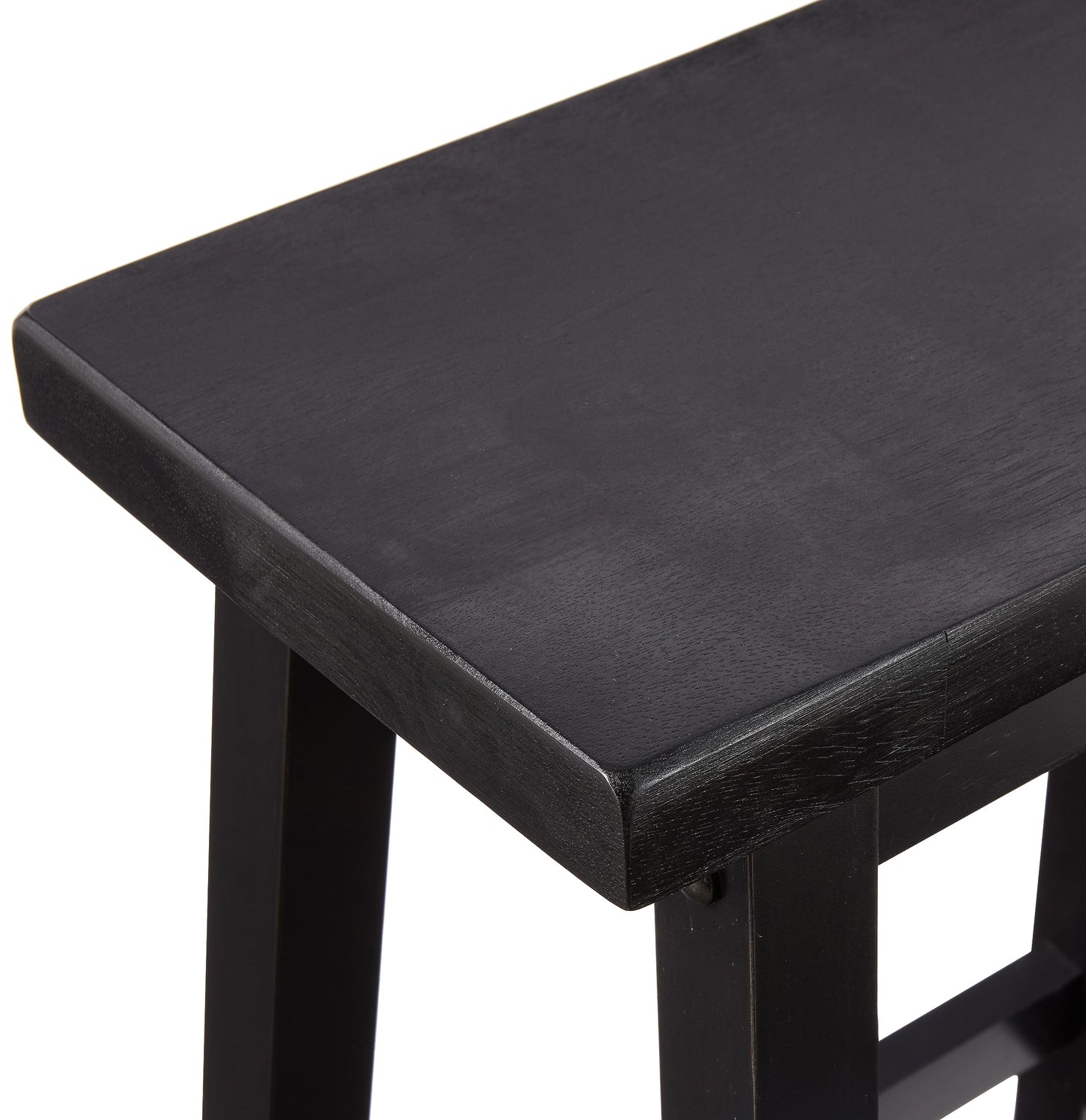 Amazon Basics Hocker für Küchentheke, Sitzfläche aus Massivholz, 61 cm hoch, Schwarz, 2 Stück