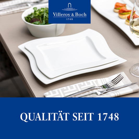 Villeroy & Boch – New Wave Frühstücksteller, Eckiger Teller, Teller Rechteckig Weiß, Grillteller, Kuchenteller, Geschirr Keramik, Essteller, Speiseteller, Premium Porzellan