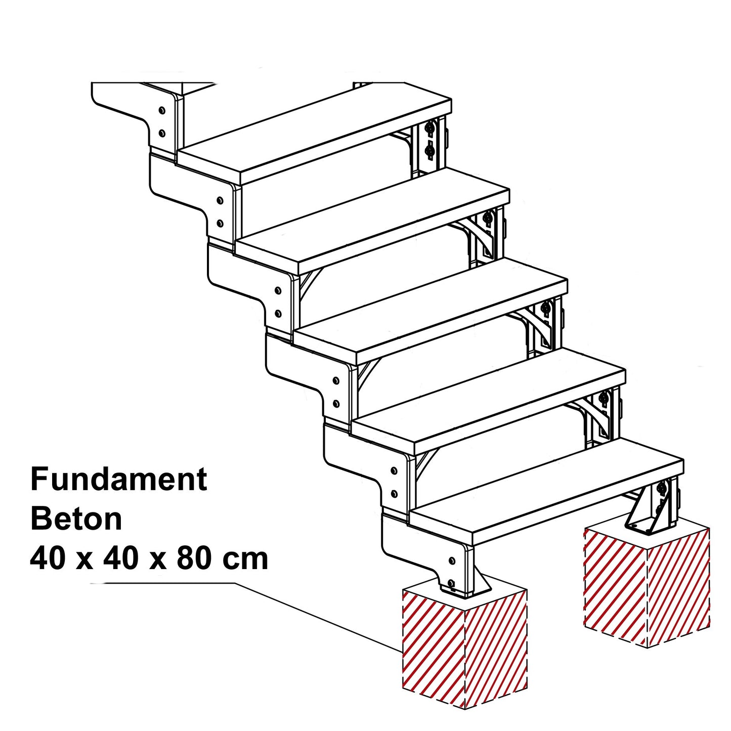 DOLLE Außentreppe Gardentop mit 7 Stufen | Geschosshöhe 126-154 cm │ Stufenauflage Einlegestufen │ Stufenbreite: 100 cm | mit Einzelstabgeländer
