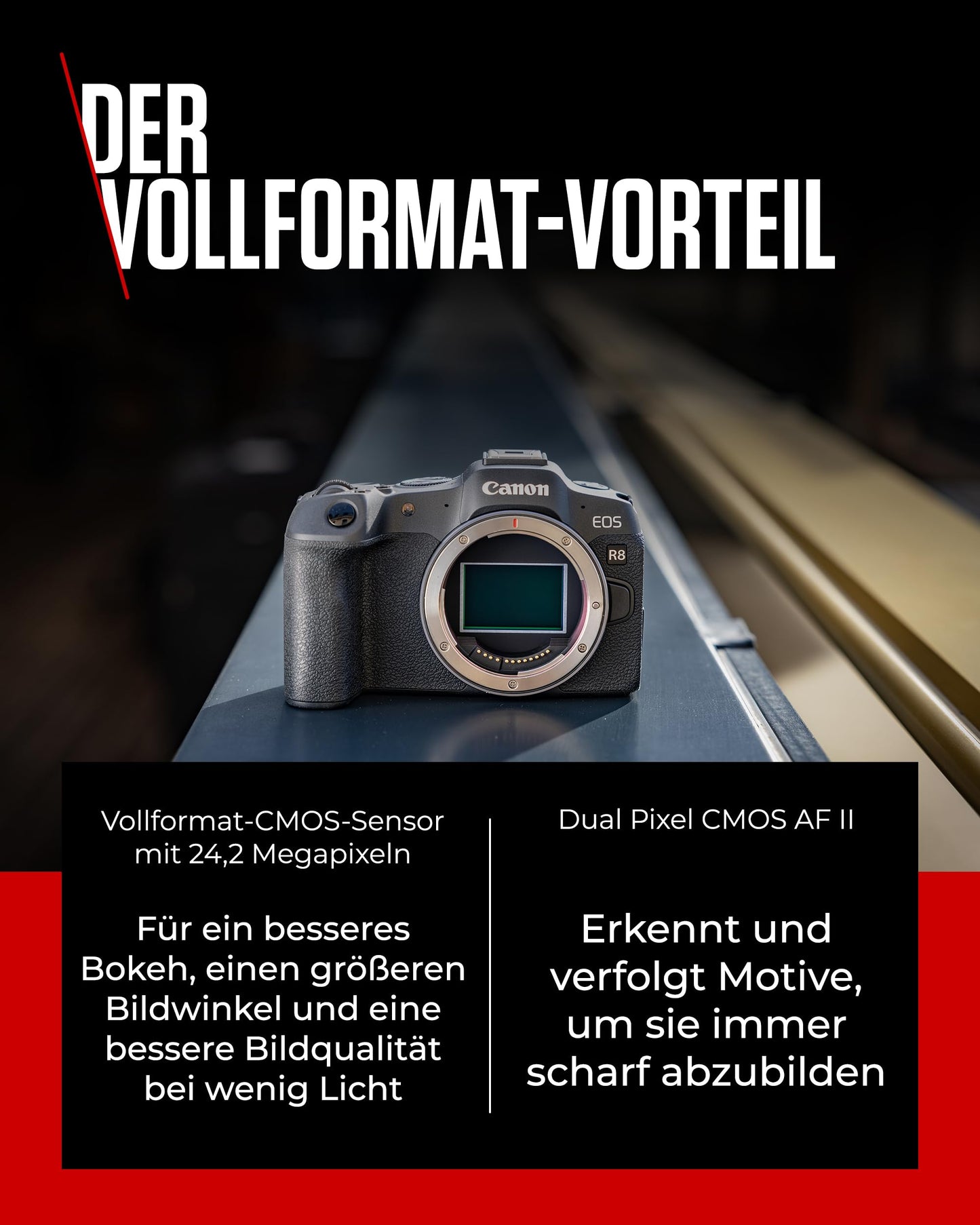 Canon EOS R8 Systemkamera - Spiegellose Vollformat Kamera (Digitalkamera mit Autofokus und Motiverkennung für Augen Tiere Fahrzeuge, 4k Videokamera, 40 Bilder pro Sekunde, WiFi, Touchscreen)
