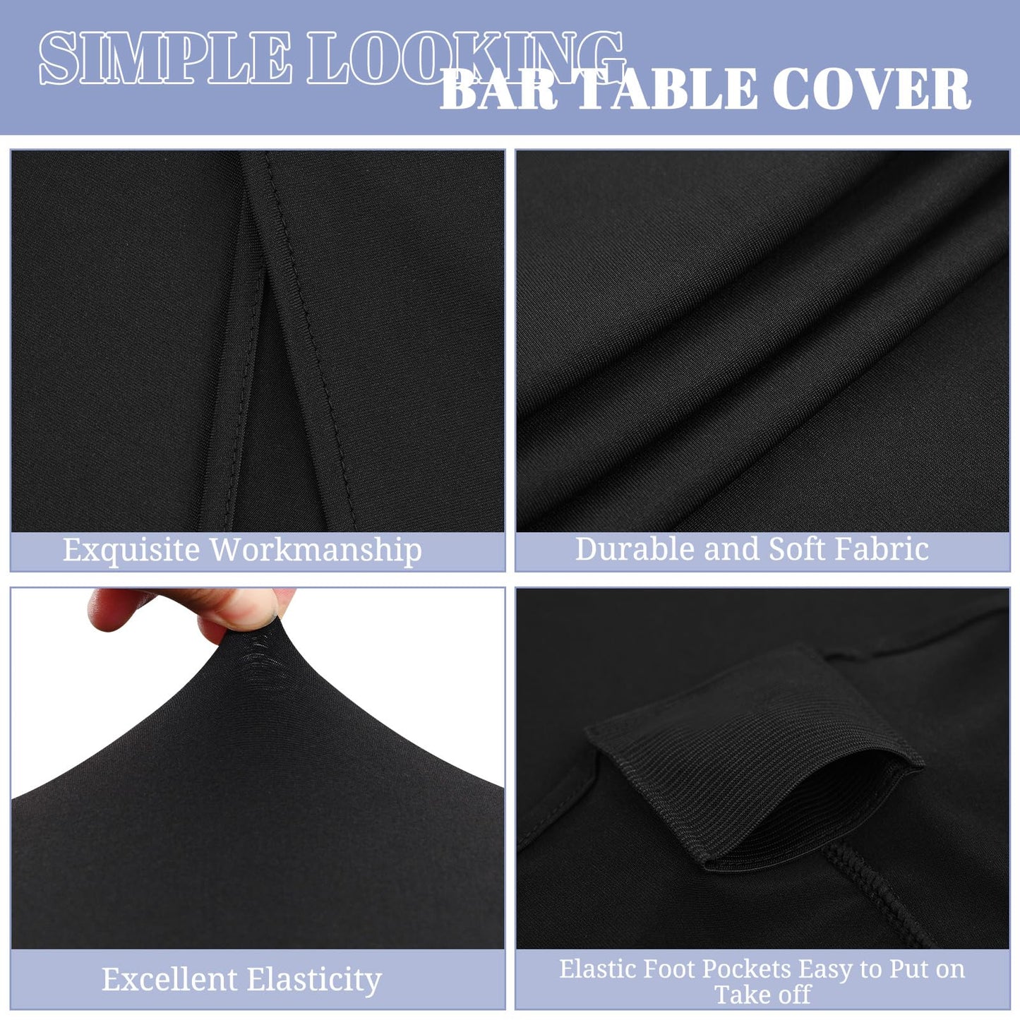 6er-Set Stretch Stehtisch Husse für Bistrotisch Ø 80-85 cm Spandex Stretch Tischdecke, Verstärkung im Fußbereich, Für Hochzeit Geburtstagsfeier Hussen für Stehtische und Bistrotische（80×110cm,Schwarz）