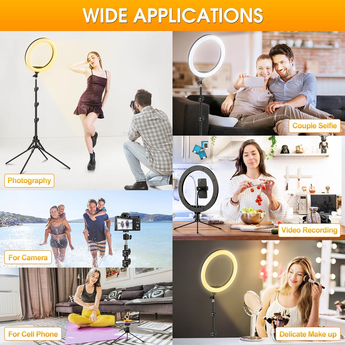 11.5 Zoll Ringlicht mit Stativ Handy, Tisch LED Ring Light Kamera Handystativhalter mit Ringleuchte für YouTube, Selfie, Makeup, Fotografie, 40 RGB-Modi 13 Helligkeit