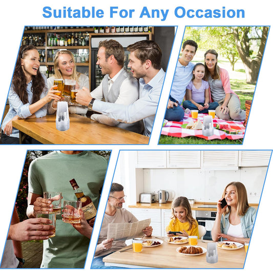 ZHANChen Wassergläser aus Kunststoff 40 Stück Cocktailbecher Whiskygläser 200 ml Mehrwegbecher Hartplastik Transparente Plastikbecher für Party Hochzeit Bankett (C-40Pcs)